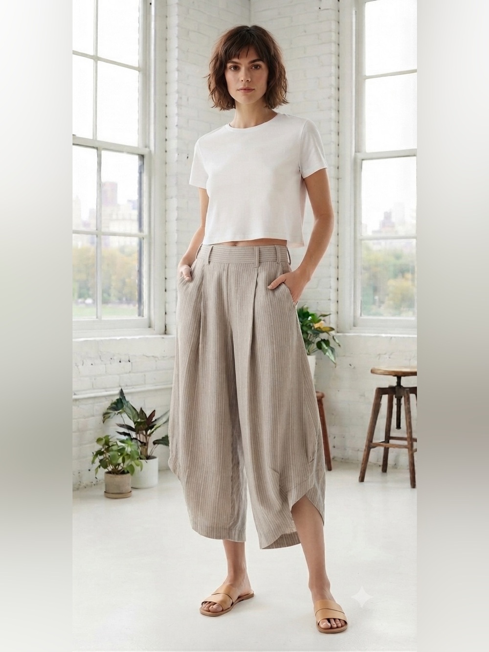 Free People Gaucho Striped Pants